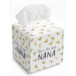 Banana Nana Gift Tissue Box Cover, Nana Gifts from Grandkids, Grandma Gift for Mothers Day, Mother's Day Party Decorations, Waterproof Leather Paper Dispenser to Grandma Birthday Gifts, I