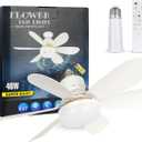 Socket Fan Light, 20.5IN Light Bulb Fan with Remote Dimmable, Screw in Fan and Light Combo for Garage Kitchen Bedroom Balcony Living Tools Store Laundry Room (White)