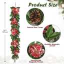 Briful 5FT Christmas Magnolia Flower Garland with Pine Cones Berries Artificial Silk Floral Vine Faux Flower Garland for Xmas Backdrop Table Wall Wedding Party Home Decor