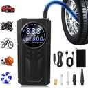 Tire Inflator Portable Air Compressor - DC 12V Dual Power Smart Air Pump for Car Tires with Digital Pressure Gauge (150PSI) for Cars, Motorcycles, Bikes, Balls, Swim Rings, etc.