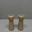 WORHE Candle Holders Italy True Natural Marble Set of 2 Pillar Taper Candlestick Holder for Home Dinning Party Wedding Modern Christmas Decor Premium Candles Stand Light Brown (WH009)