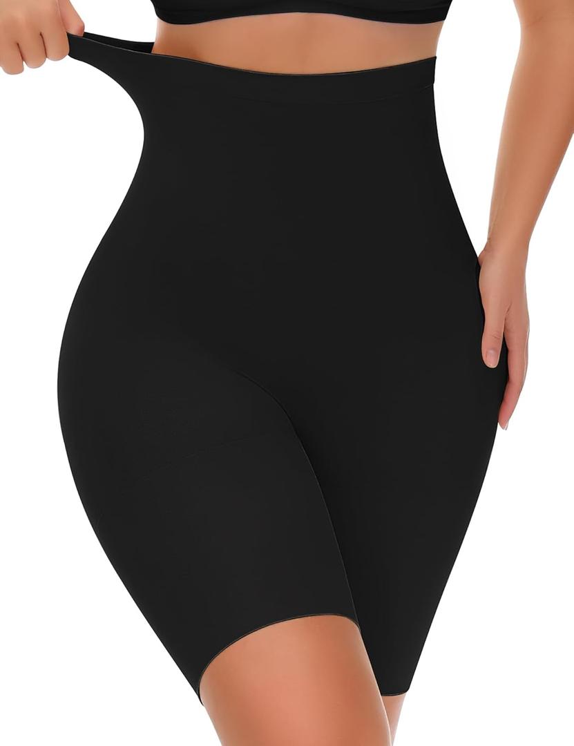 Tummy Control Shapewear, High Waisted Shapewear Shorts for Women, Seamless Comfy Body Shaper Thigh Slimmer Under Dress (Medium, Black)