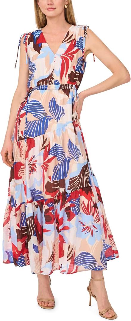 Vince Camuto Women's Tie V Neck Maxi Dress - Large