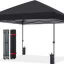 ABCCANOPY Pop Up Canopy - Outdoor Patio Portable Canopy Tent Heavy Duty for Backyard and Deck with 4 Sandbags(Black, 10x10)