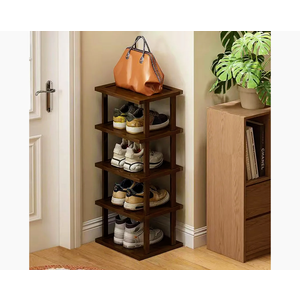 Vertical Shoe Rack  Tall Narrow Shoe Rack Organizer for Small Spaces,5 Tier Bamboo Shoen Shelf for Entryway,Closet,Corner,Doorway,Skinny Shoe Shelf Space Saving Shoe Storage,Free Stackable DIY, only the boards