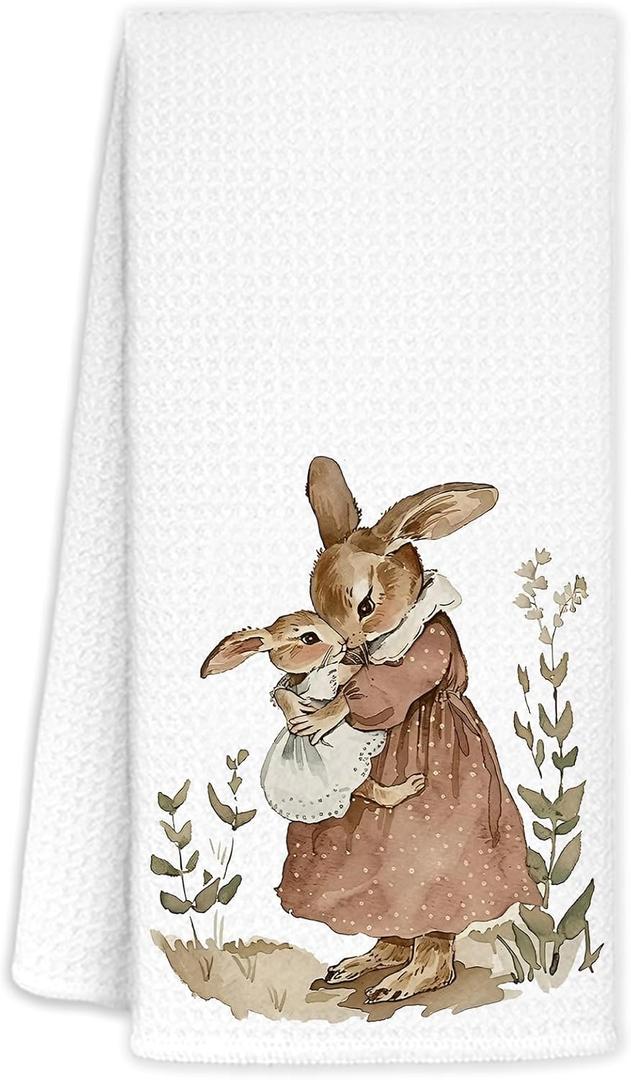 Bunny Vintage Nursery Decor, Bunnies Kitchen Dish Towels for Home Bathrooom Decor, Cottagecore Easter Rabbits Hand Towels for Home Decor, Gifts for Rabbit Lovers, 16x24 Inch