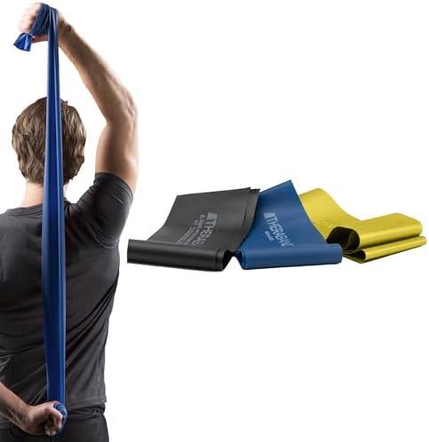 THERABAND Resistance Bands Set, Professional Elastic Band For Upper & Lower Body Exercise, Strength Training without Weights, Physical Therapy, & Pilates, Blue & Black, Advanced