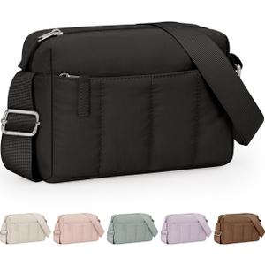 Pritent Crossbody Bags for Women, Lightweight Puffer Travel Cross Body Purse, Mini Shoulder Handbag Used for Daily Gym Hiking