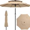 AreShark 10ft 2 Tiers Patio Umbrella - Outdoor Umbrella Waterproof UV Protection, Market Table Umbrella w/Push Button Tilt&Crank for Pool, Porch, Garden(Beige)