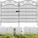 Mars Explo 5 Panels No Dig Decorative Outdoor Garden Fence with Gate, 32 in(H) X 11.8 ft(L) Animal Barrier Fencing, Rustproof Portable Fence, Temporary Dog Fence Outdoor for Yard, Outside, Backyard