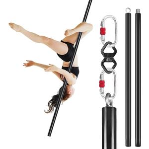 Dreamlin 6.6ft/2m Aerial Flying Dance Pole Portable Suspension Fitness Tube Hanging Rotary Silicone Steel Dancing Pole Gym Equipment for Home Bar (Full Set Black)