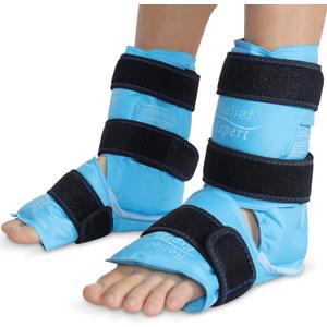 Relief Expert Ankle Foot Ice Pack Wrap, Reusable Gel Cold Pack with Cold Compress Therapy for Achilles Tendon, Heel Ice Pack for Soothing and Recovery - Blue (2 Packs)