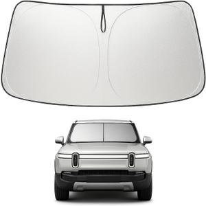 Proadsy Windshield Sun Shade for Rivian R1S 2022-2025 2026 4-Layer Foldable Front Sunshade Protector Sun Visor Blocks UV Rays Keep Car Cooler