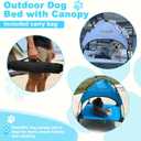  Outdoor Elevated Dog Cot with Canopy & Side Shade for Camping Medium Dogs (Carry Bag), Portable Cooling Raised Dog Bed