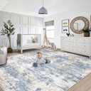 XLUEZ 8x10 Area Rugs for Living Room, Washable Modern Abstract Large Area Rug Neutral Soft Non Slip Kids Rug Stain Resistant Indoor Carpet for Bedroom Nursery Dining Children's Room(Blue)