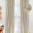 100% Blackout Shield Linen Blackout Curtains for Bedroom 84 Inches Long, Back Tab/Rod Pocket Living Room Drapes, Thermal Insulated Blackout Curtains 2 Panels Set, 50" W x 84" L, Oatmeal