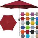 Blissun 7.5 ft Patio Umbrella, Yard Umbrella, Outdoor Market Umbrella with Push Button Tilt Crank, Burgundy