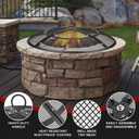 Fire Pit Spark Screen,27 Inch Fire Pit Screen Cover Outdoor with Handle&Poker,Heavy-Duty Steel Firepit Screens Cover Round Mesh Replacement for Backyard/Beach/RV Camping