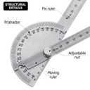 Angle Protractor Angle Finder Ruler Two Arm Stainless Steel Protractor Woodworking Ruler Measure Tool with 0-180 Degrees(30 cm/ 11.8 Inch)