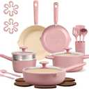 CAROTE 21pcs Cookware Set Nonstick Pots and Pans Set, Ceramic Cookware Set Induction Cookware, Non toxic Healthy Non Stick Kitchen Cooking Set, PFAS PTFE Free
