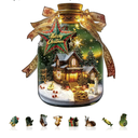 Wooden Puzzles for Adults, Unique Christmas Message in a Bottle Jigsaw Puzzles,Magic Wooden Jigsaw Puzzles, Gifts for Family or Friends for Any Holiday.(17.3 * 15.6 in 370pcs)