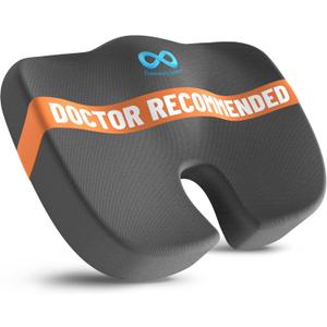 Everlasting Comfort Doctor Recommended Memory Foam Seat Cushion for Office Chairs & Car - Ergonomic Office Desk Accessories - Cushions for Tailbone Pain Relief, Sciatica (Gray, Large) (03. Gray Mesh)