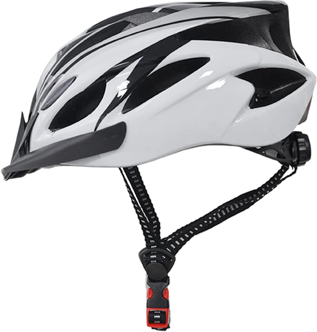 UPANBIKE Adult Bike Helmet - One-Piece Adjustable Safety Protection for Mountain & Road Bikes (Black+White)