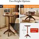 Small Round Side Table, Solid Wood End Table with Adjustable Height, Portable Accent Coffee Table, Nightstand,15.75" Dia.x 23.62" H,(Walnut), Round, 15.75-Inch Diameter X 23.62-Inch Height