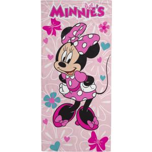 Disney Minnie Mouse Bath Pool Beach Towel - Kids Super Soft & Absorbent 100% Cotton Towel with Flowers and Hearts, Measures 28 x 58