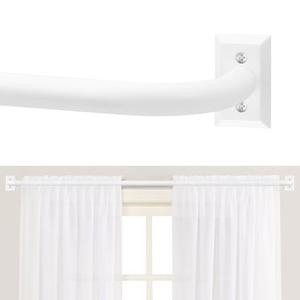 TANGWIN White Wrap Around Curtain Rods 72 to 144 Inch:Blackout Heavy Duty Adjustable Window Curtain Rod for Bedroom Kitchen,Modern Decorative Curved French Metal Single Drapery Rods Easy Install,White
