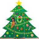 4PCS Christmas Tree Door Cover Decorations Merry Christmas Porch Banner Xmas Tree Large Door Backdrop Xmas Ball Hanging Banner for Front Door Winter Party Photo Booth Props Indoor Outdoor Supplies