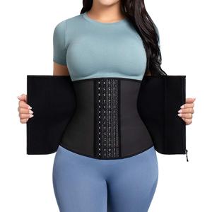 Waist Trainer for Women Latex Zipper Corset Sport Cincher Hourglass Body Shaper (3X-Large, Black-4hooks&zip)