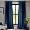 ANRODUO Navy Blue Velvet Curtains 108 Inches Long Blackout Thermal Insulated Soundproof Curtain Privacy Room Darkening Curtains Pinch Pleat Window Drapes for Bedroom Living Room Set of 2