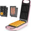 AROMA® Swap & Flip Waffle Maker with Removable Plates: 3-in-1 Panini Press, Mini Donut Maker, and Waffle Iron
