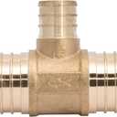 SharkBite 1-1/4 x 1-1/4 x 3/4 Inch Brass Crimp Reducing Tee, PEX Pipe, PE-RT, UC08353522