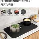 Fireproof Stove Top Covers for Electric Stove,28"x20" Heat Resistant Glass Top Stove Cover Protector,Silicone Coated Fiberglass Stove Top Mat for Prevents Scratching(Black)