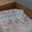 Washable Rugs 8x10 Pink Area Rug for Nursery, Boho Floral Vintage Rug for Living Room, Ultra Soft Water Repellent Large Carpet for Kids Playroom Bedroom, Dinning Room, Home Office, Dorm, Pink&Blue