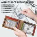 GSOIAX Men's Slim RFID Blocking Leather Wallet with Money Clip Minimalist Carbon Fiber Bifold Credit Card Holder 11 Card Slots Gift Box Included(Leather Brown)