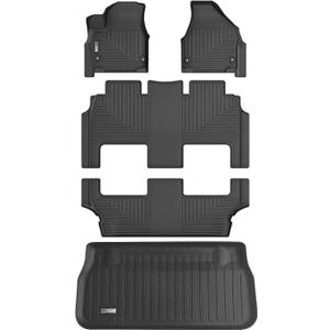 Floor Mats & Cargo Liner for 2017-2024 2025 Chrysler Pacifica Hybrid Touring L/Hybrid Touring Models,TPE All Weather Protection Slush Rubber Car Mats with Trunk mat Full Set