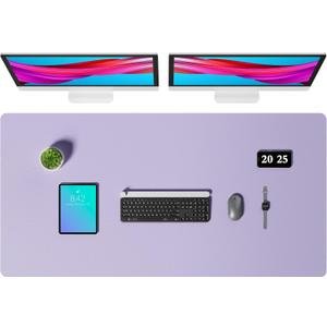 Aothia Faux Leather Desk Mat Large Mouse Pad, Non-Slip PU Leather Blotter, Waterproof Writing Surface for Office and Home (Lavender, 47.2" x 23.6")