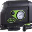 Slime 40050 Tire Inflator, Portable Car Air Compressor, with Analog 100 psi Dial Gauge, Long Hose and LED Light, 12V, 8 min Inflation