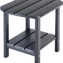 LZRS Double Adirondack Side Table, Outdoor Side Tables, End Tables for Patio, Backyard,Pool, Indoor Companion, Easy Maintenance & Weather Resistant(Grey)