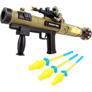 ArtCreativity Toy Rocket Launcher, RPG Gun with 3 Foam Rockets, Light Up Rocket Launcher Gun for Kids, Cool Sound, Vibration, & LED Effects, Military Pretend Play Bazooka Toys for Boys