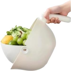 Multi Functional Draining Basket Double Layer Colander & Bowl for Pasta, Fruits & Vegetables Durable BPA-Free, Dishwasher Safe (Milky White)