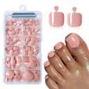120PC Pink Press on Toenails for Women Fake Toe nail Press ons Acrylic Toe Press on Nails Set, Pink Press on Toe Nails Press on Fake Toenails Press ons Acrylic Toe Nail Tips Kit & Glue Tab-M