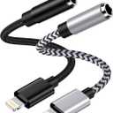 3.5mm to Lightning Adapter, Apple Dongle Jack Converter for Aux Cable Wire [Mfi Certified]2pack Male to Female Headphones/Earbuds Ox Connector for iPhone 14 Pro Max 13 12 11 XR XS SE 8 Plus iPad iPod (Black, White)