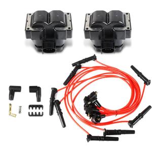 FD487 2PCS Ignition Coil+8 Spark Plug+Wire Set for 1992-1997 Ford Crown E-150 Expedition F-150/250 GrandMarquis Mustang Thunderbird Explorer,for Laforza,Lincoln,Mazda,Mercury,Replace 88F12029A1A