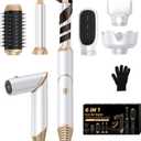 6 In 1 Hair Dryer Brush, Foldable Blow Dryer Brush with Air Styler Curler Wrap, Detachable Hot Air Brush Dry, Volumize, Straight, Curl, Negative Ion Brush Blow Dryer with Diffuser, Hair Styler Tools