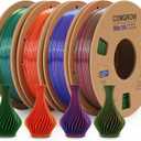 Comgrow Silk Shiny Rainbow Multi-Color 3D Printer Filament, Comgrow 3D Printing Materials Silk PLA 1.75mm, 3D Printing Filament +/-0.02mm, 250g X 4 Spool
