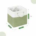 Cube Storage Bins, Collapsible Fabric Storage Cubes Bins, 11 Inch Cube Storage Bins with Handles, Foldable Storage Cubes (White/Green, 6Pack)